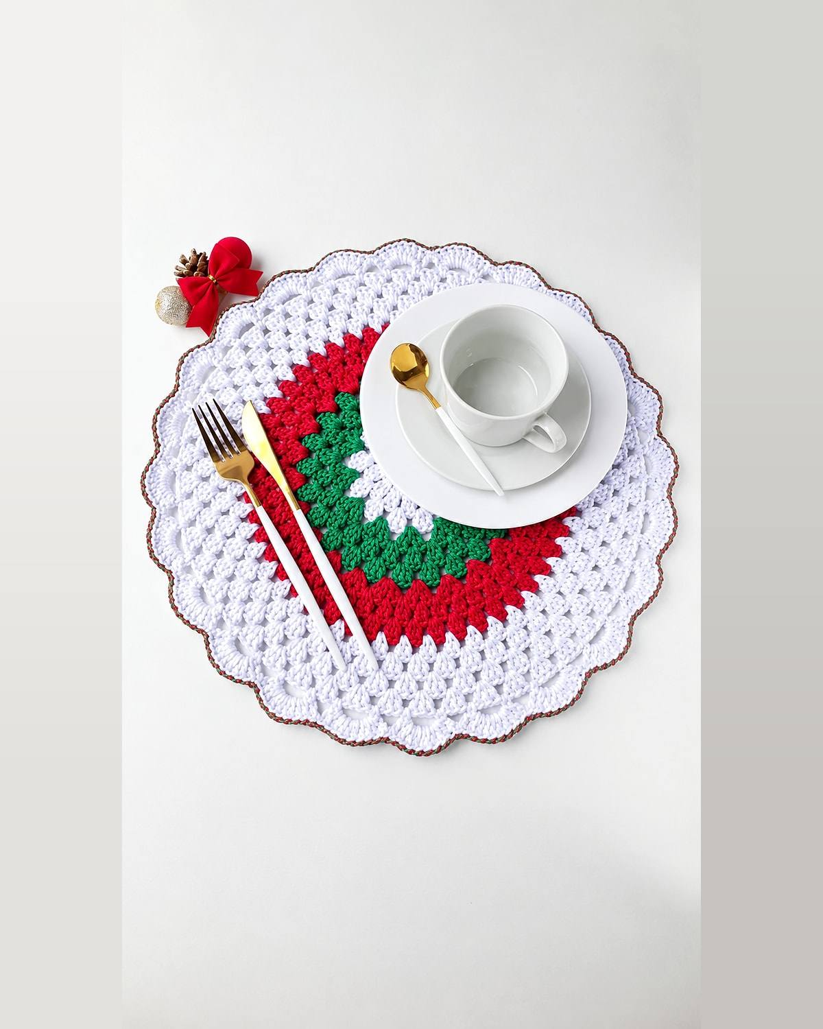 Americano Natal de Harmonia, jogo americano de crochê