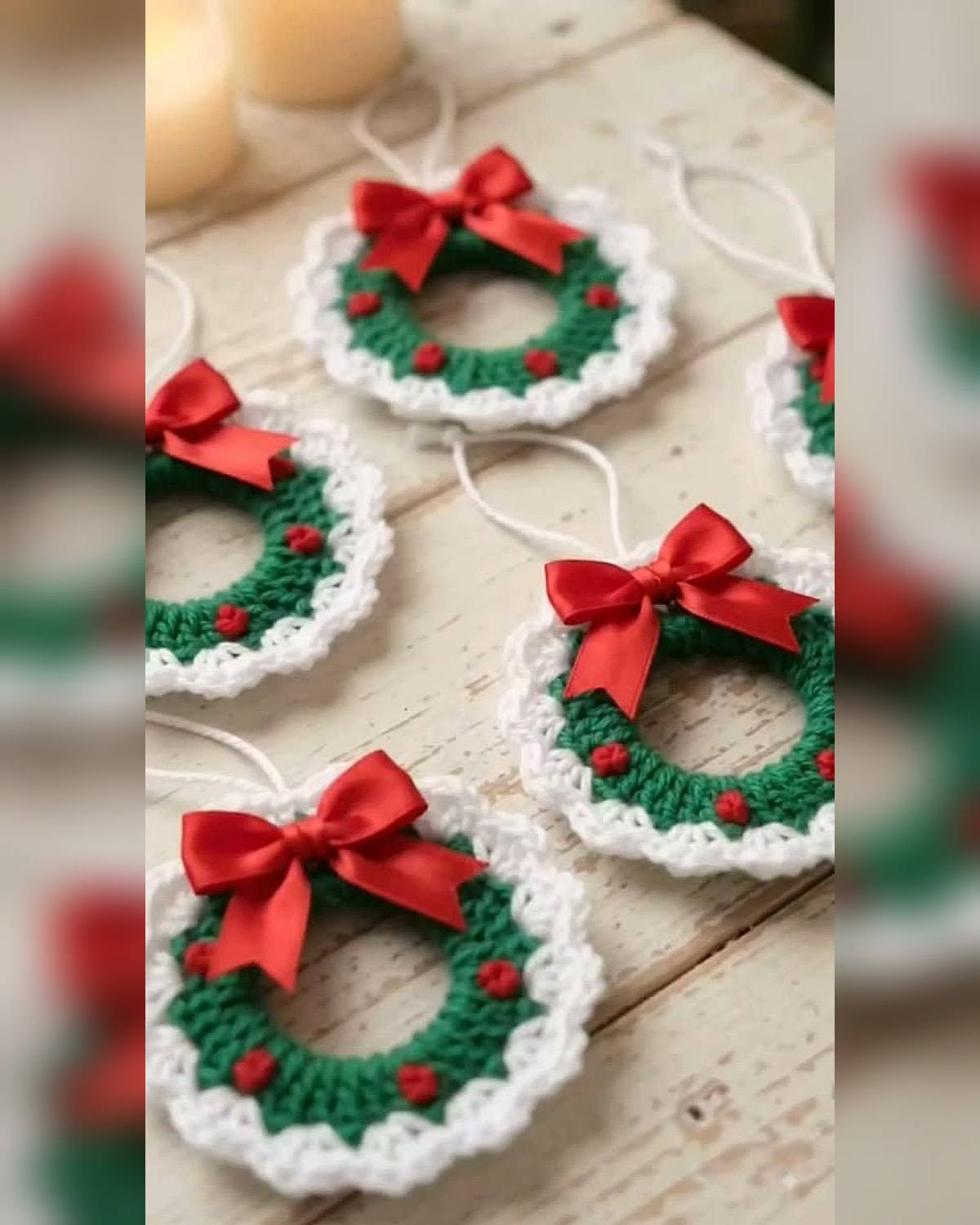Mini Guirlandas, enfeite de Natal de crochê